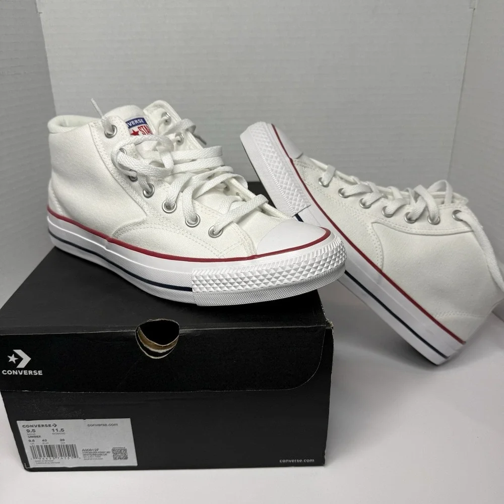 Converse CTAS Malden Street Mid White Red Blue Men 9.5 Women 11.5 New